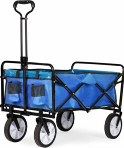 Multistore Bolderkar opvouwbaar 100L en 80kg draagkracht - strandkar - bolderwagen - 360º voorwielen - blauw