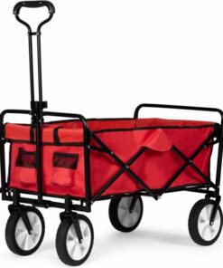 Multistore Bolderkar opvouwbaar 100L en 80kg draagkracht - strandkar - bolderwagen - 360º voorwielen - rood