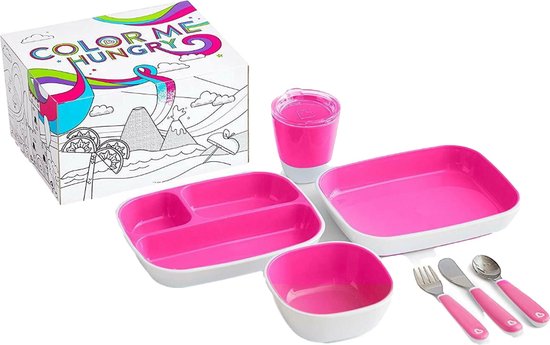 Munchkin color me hungry pink- 7 delige eetset