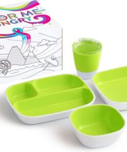 Munchkin Splash ColorMe Hungry Set | Cadeauset voor Kinderen | 7-Delige Eetset in leuke Cadeauverpakking | Kraamcadeau | Kleur Groen