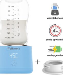 MyBambini's Bottle Warmer Pro™ - Draagbare Baby Flessenwarmer voor Onderweg - Blauw - Geschikt voor Smalle Hals Flessen van Dr. Brown's, Difrax, Medela & Nanobebe