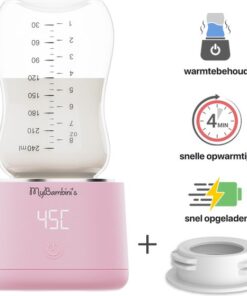 MyBambini's Bottle Warmer Pro™ - Draagbare Baby Flessenwarmer voor Onderweg - Roze - Geschikt voor Smalle Hals Flessen van Dr. Brown's, Difrax, Medela & Nanobebe