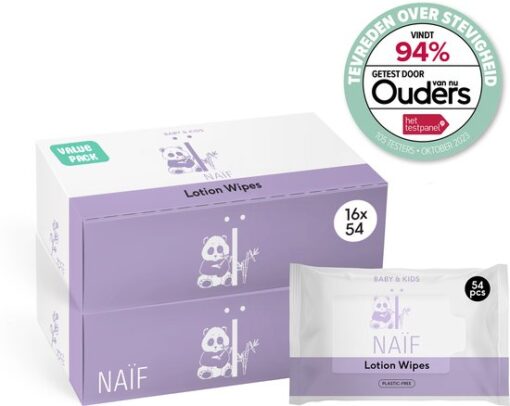 Naïf - Plasticvrije Lotion Billendoekjes - 864 doekjes (16 stuks x 54 doekjes)