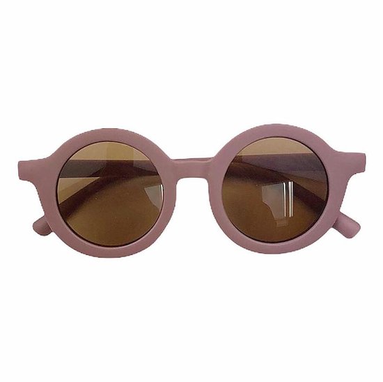 NIEUW - Kinderzonnebril - model 2023 - rond model - UV400 protectie - Dark Pink - Oud Roze - Bruine lens - 2 tot 6 jaar - Kinderen - Baby en Peuter - sunglasses - nieuwste kleuren 2023