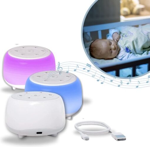 Numbina - White Noise Machine - Witte Ruis Apparaat - Baby - Volwassenen - Draadloos - Nachtlamp - 7 Kleuren - 34 Rustgevende Geluiden - Slaaphulp