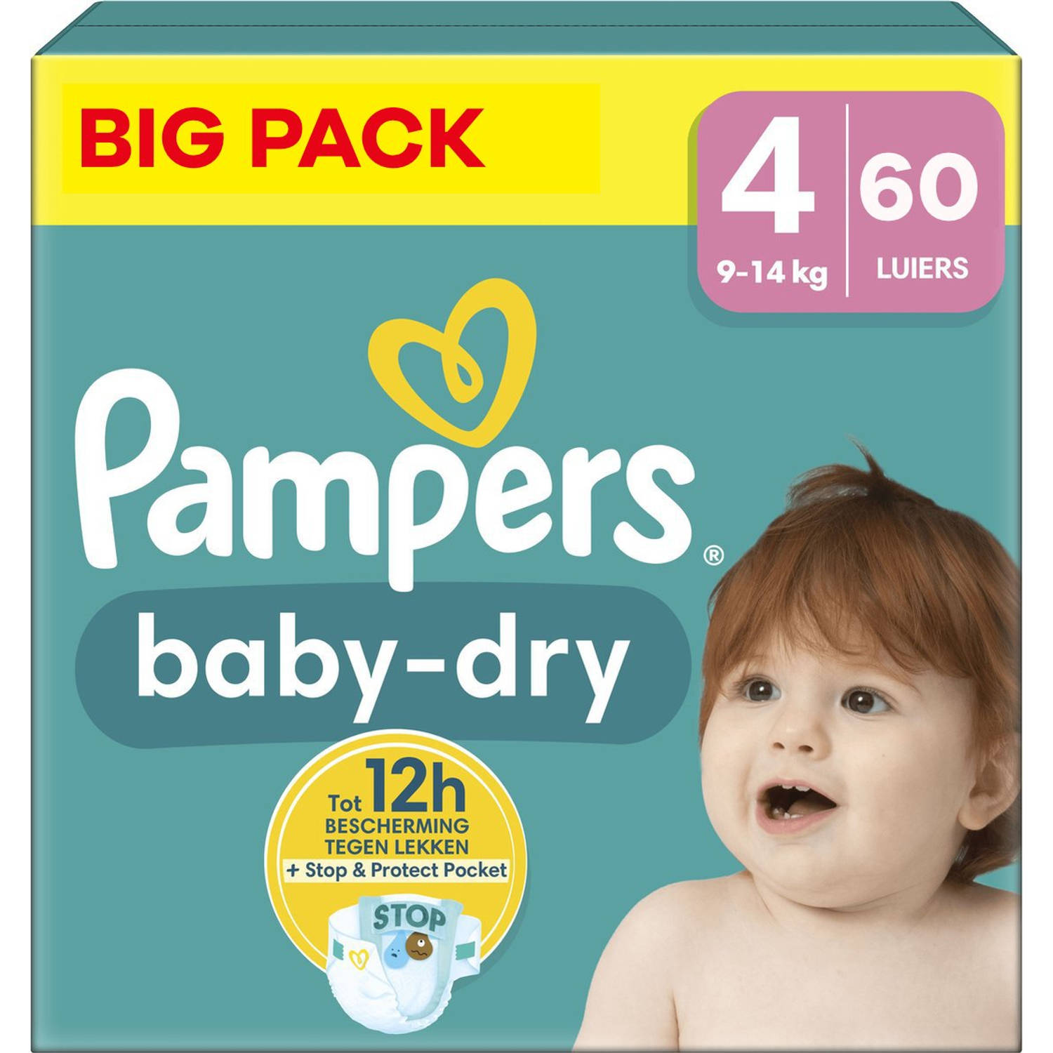 Pampers - Baby Dry - Maat 4 - Big Pack - 60 stuks - 9/14 KG