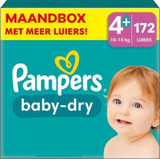 Pampers - Baby Dry - Maat 4+ - Maandbox - 172 stuks - 10/15 KG