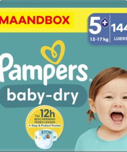 Pampers - Baby Dry - Maat 5+ - Maandbox - 144 stuks - 12/17 KG