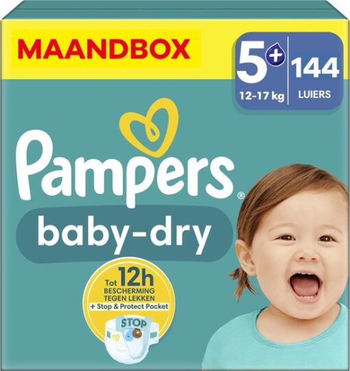 Pampers - Baby Dry - Maat 5+ - Maandbox - 144 stuks - 12/17 KG