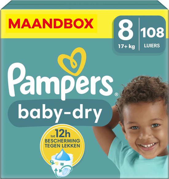 Pampers - Baby Dry - Maat 8 - Maandbox - 108 luiers - 17+ KG