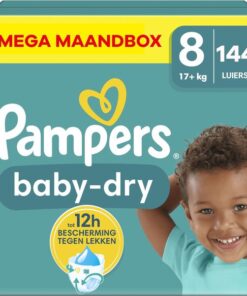 Pampers - Baby Dry - Maat 8 - Mega Maandbox - 144 luiers - 17+ KG