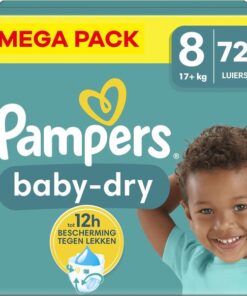 Pampers - Baby Dry - Maat 8 - Mega Pack - 72 luiers - 17+ KG