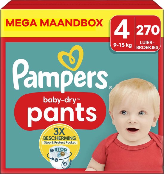 Pampers - Baby Dry Pants - Maat 4 - Mega Maandbox - 270 stuks - 9/15 KG