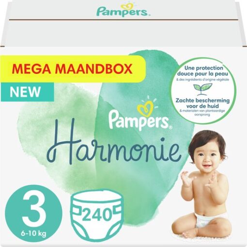 Pampers - Harmonie / Pure - Maat 3 - Mega Maandbox- 240 luiers