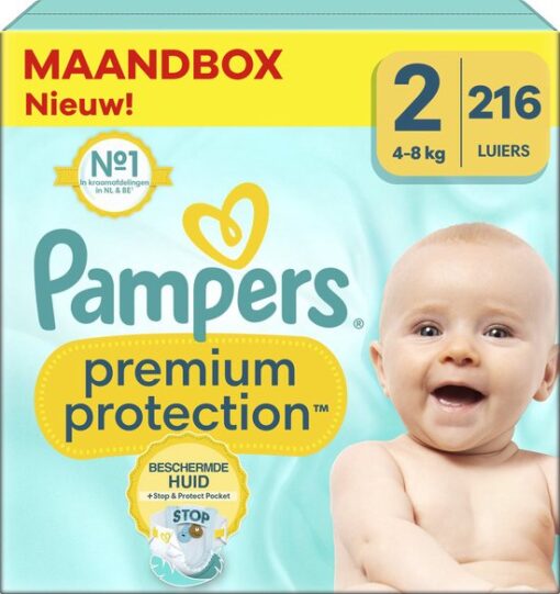 Pampers - Premium Protection - Maat 2 - Maandbox - 216 luiers - 4/8 KG