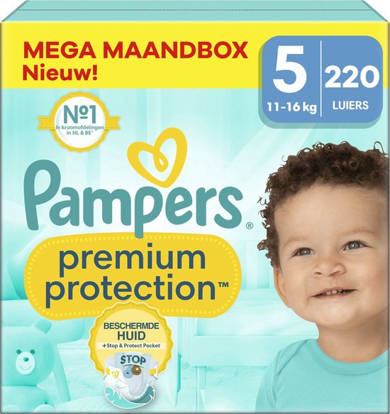 Pampers - Premium Protection - Maat 5 - Mega Maandbox - 220 luiers - 11/16 KG