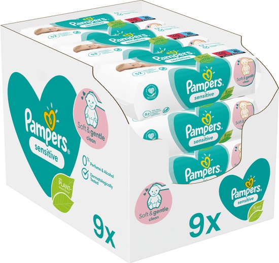 Pampers - Sensitive - Billendoekjes 0% plastic - 468 doekjes - 9 x 52