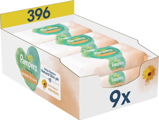 Pampers Harmonie Protect & Care Billendoekjes - 9 Verpakkingen = 396 Babydoekjes