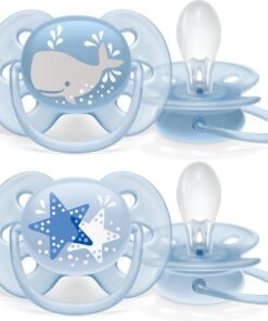 Philips Avent Ultra Soft Fopspeen - 6 tot 18 Maanden - 2 Speentjes - Blauw Walvis/Ster - SCF223/03