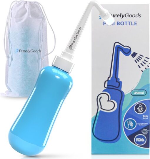 PurelyGoods® Peri Bottle - Mobiele Bidet - Vaginale Douche - Perineum - Zwanger - BPA-vrij - Postpartum Spoelfles - 450ML - Blauw