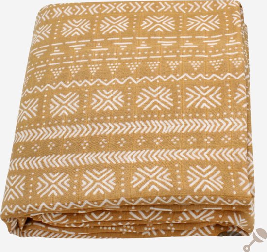 Rammelaar&Co Hydrofiele Doek XL - Boho Okergeel Multidoek - 120x120cm