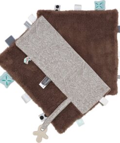 Snoozebaby Knuffeldoekje Sweet Dreaming - met labeltjes - 25 x 25cm - Bruin Muddy River