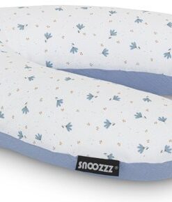 Snoozzz Voedingskussenhoes - Hoes voor voedingskussen zwangerschapskussen - premium kwaliteit - 185 cm - 100% katoen hydrofiel - Spring Blauw