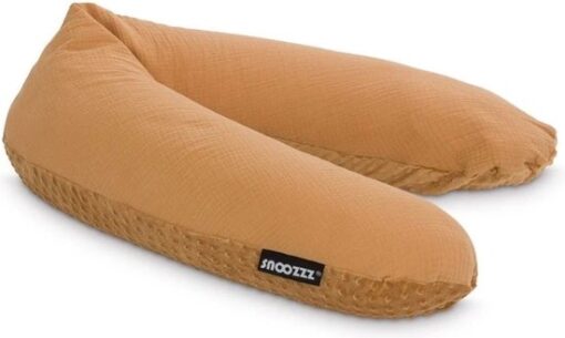 Snoozzz Voedingskussenhoes - Hoes voor voedingskussen zwangerschapskussen - zachte velvet met katoen - 185 cm - Camel Bubble