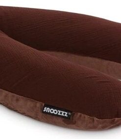 Snoozzz Voedingskussenhoes - Hoes voor voedingskussen zwangerschapskussen - zachte velvet met katoen - 185 cm - Chocolade