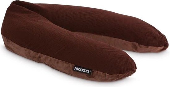 Snoozzz Voedingskussenhoes - Hoes voor voedingskussen zwangerschapskussen - zachte velvet met katoen - 185 cm - Chocolade