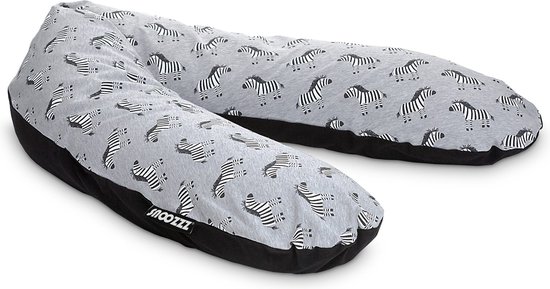 Snoozzz Voedingskussenhoes - Hoes voor voedingskussen zwangerschapskussen -katoen met velvet- 185 cm - Zebra