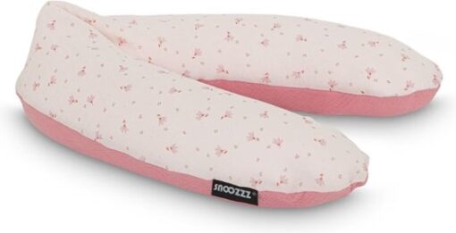 Snoozzz Voedingskussen Zwangerschapskussen Zijslaapkussen Premium kwaliteit - 185 cm - microparel vulling - luxe verpakking - 100% hydrofiel katoen - Spring Roze