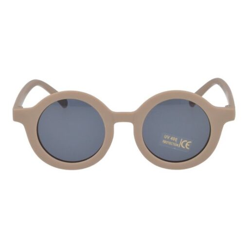 STOER - Kinderzonnebril - model 2024 - rond model - UV400 protectie – Taupe - Grijs - Naturel - Grijze lens - 2 tot 6 jaar - Kinderen - Baby en Peuter - Jongen - Meisje - sunglasses - nieuwste kleuren 2024