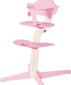 Stokke NOMI Kinderstoel Meegroeistoel - Testwinnaar kinderstoelentest - Basis eiken wit gelakt en stoel Pale Pink, MINI-beugel Pale Pink