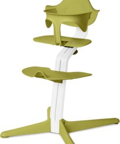 Stokke NOMI kinderstoel meegroeistoel - Testwinnaar kinderstoelentest - Basis eiken wit gelakt en stoel Lime, MINI-beugel Lime