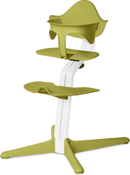 Stokke NOMI kinderstoel meegroeistoel - Testwinnaar kinderstoelentest - Basis eiken wit gelakt en stoel Lime, MINI-beugel Lime