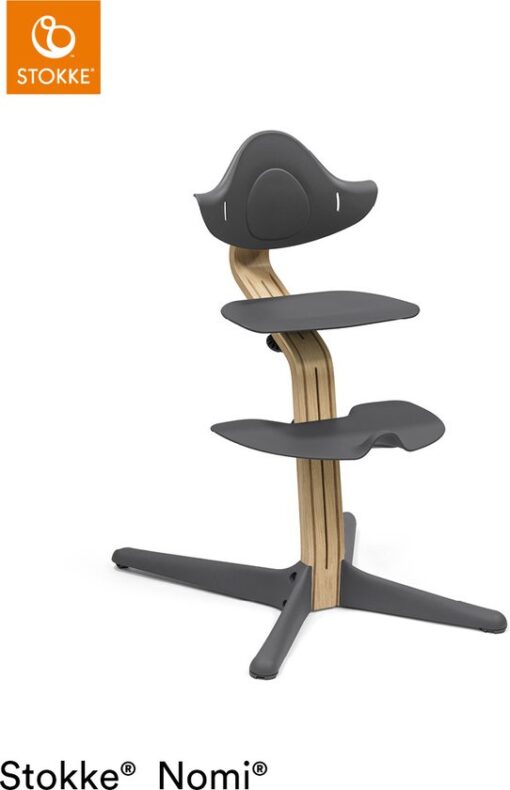 Stokke® Nomi® stoel Anthracite/Eikenhout