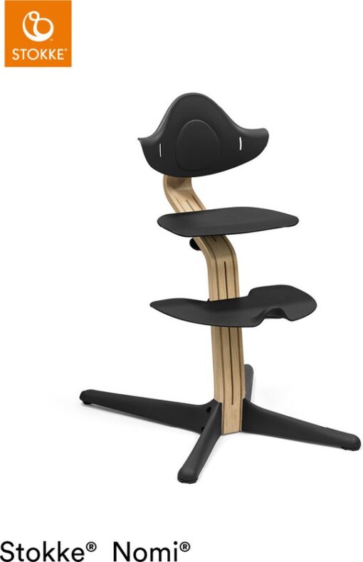 Stokke® Nomi® stoel Black/Eikenhout