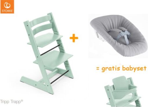 Stokke tripp trapp kinderstoel - Soft mint + newbornset + babyset!!