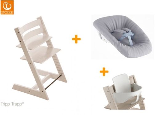 Stokke Tripp Trapp kinderstoel - White wash + Newbornset + babyset!!