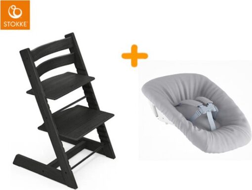 Stokke Tripp Trapp kinderstoel Zwart Oak + newbornset