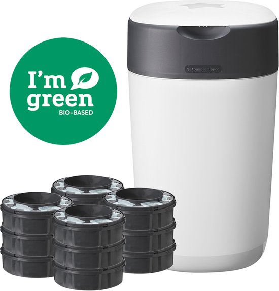 Tommee Tippee Milieuvriendelijke Twist & Click Luieremmer - met 12 Navulcassettes - Wit