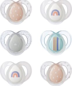 Tommee Tippee Night Time Soothers, Symmetrical Orthodontic Design, BPA-Free Silicone Baglet, 6-18m, Pack of 6