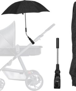 Universele parasol voor kinderwagen, uv-bescherming, UPF50+, zonwering, paraplu voor kinderwagen en buggy, 71 cm diameter, universele houder voor ronde en ovale buizen