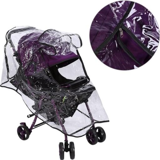 Universele regenbescherming voor kinderwagen, pvc, waterdicht, winddicht, stofdicht, paraplu, afdekking, accessoires met ritssluiting