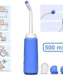 Vitamo™ Peri Bottle - Mobiele Bidet 500ml + 2 Sproeikoppen - Opbergzak - Draagbare Handdouche - Shattaf - Bespaar toiletpapier - Complete set