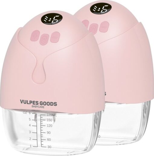 Vulpes Goods® BabyCare - Handsfree Borstkolf - Elektrische Draadloze Borstkolf - Draagbaar – Dubbele elektrische handsfree Kolf - 2 Stuks - Incl. 60 Moedermelkbewaarzakjes, Borstvoeding informatie, Reistas & Borstschildverkleiners - MAX versie