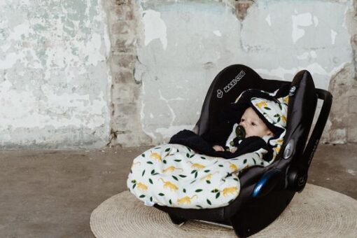 Wallabiezzz Voetenzak Maxi Cosi - Slaapzak Autostoeltje - Warm & Comfortabel - Katoen/Teddy - Wit - Panter