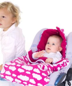 Wallabiezzz Voetenzak Maxi Cosi - Slaapzak Autostoeltje - Warm & Comfortabel - Katoen/Fleece - Wit Roze