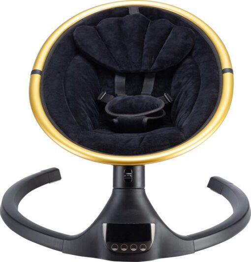 X Adventure Wipstoel Elektrisch Rocco / Schommelstoel Met Bluetoothfunctie & Afstandsbediening- Velvet Black & Gold